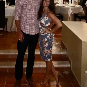 Source Unknown Blue Floral Dress and Red Checkered Shirt